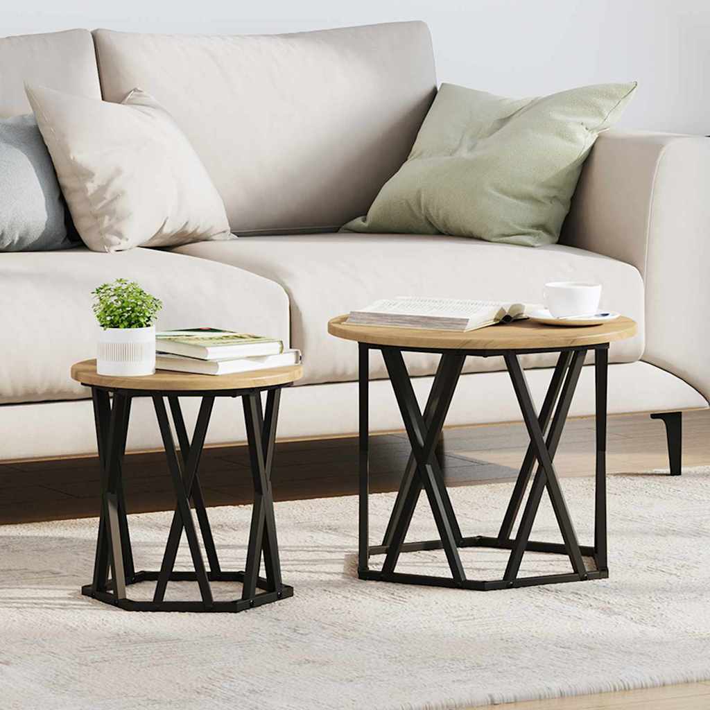 JUNG Vida Beistelltisch 2 pcs Artisan-Eiche Ingenieure Holz und Stahl