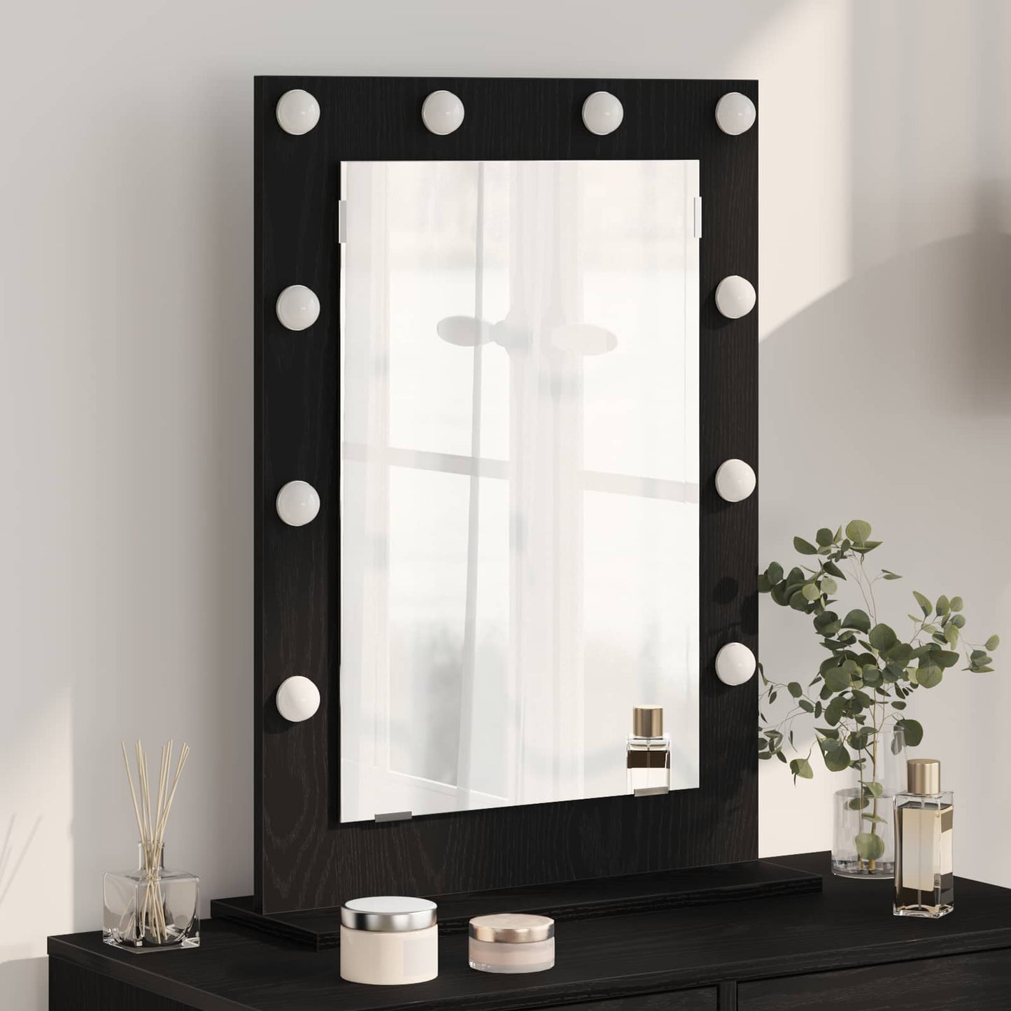 JUNG Vida Waschtischspiegel Schwarz Eichen-Optik 70 x 50 x 18 cm