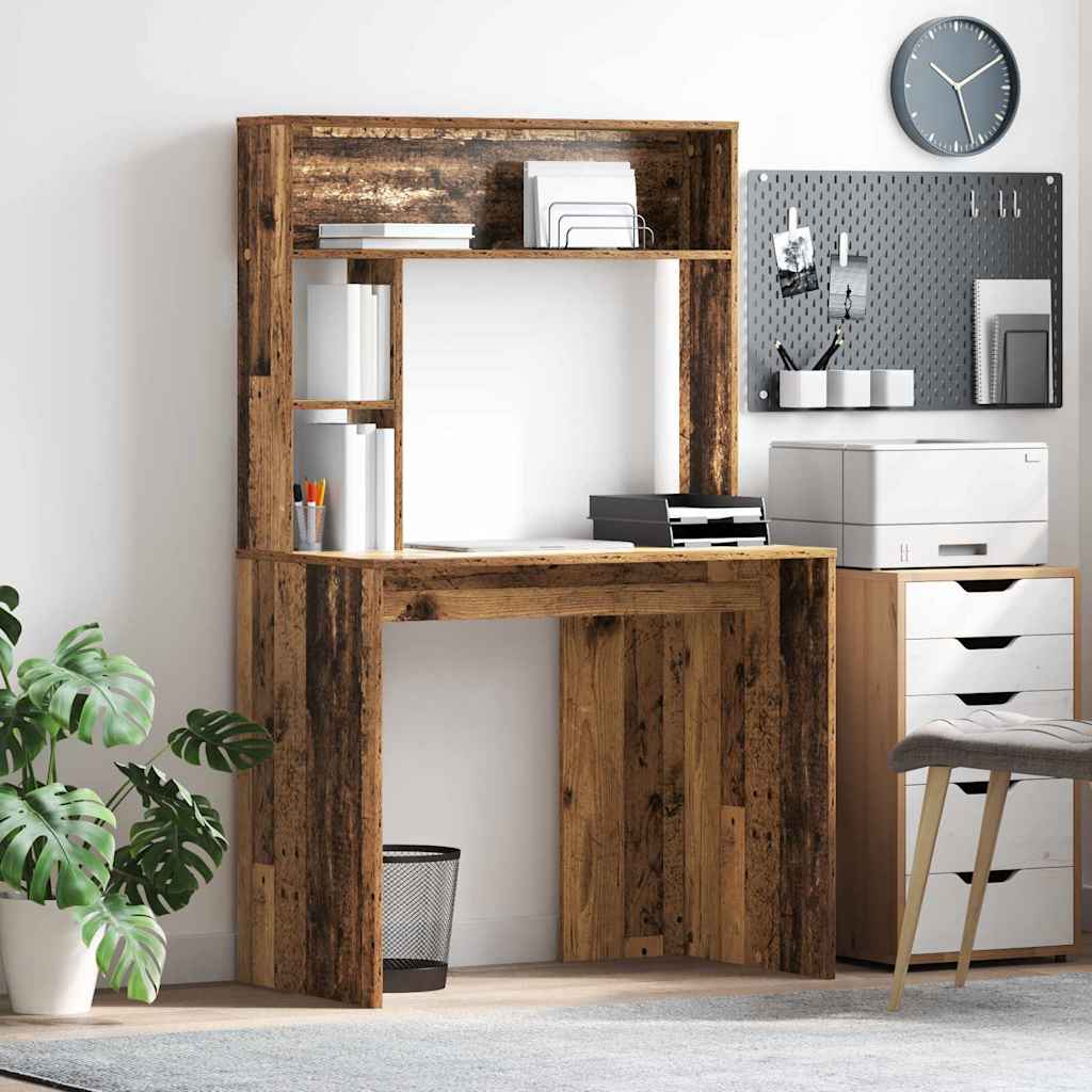 JUNG Vida Schreibtisch mit Regal Altholz 91 x 50 x 149 cm Holzwerkstoff