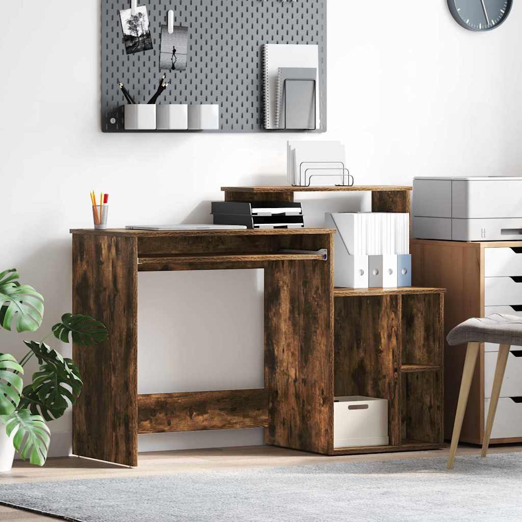 JUNG Vida Schreibtisch mit Regal Geräucherte Eiche 120,5 x 44 x 88,5 cm