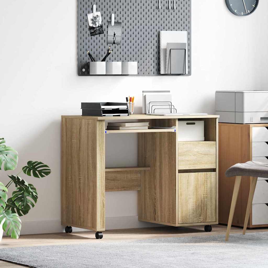 JUNG Vida Tisch mit Rädern Sonoma-Eiche 91 x 50 x 77 cm Holzwerkstoff