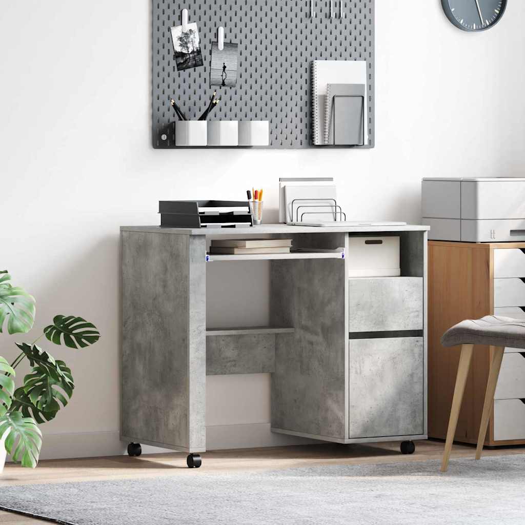 JUNG Vida Tisch mit Rädern Beton Grau 91 x 50 x 77 cm Holzwerkstoff