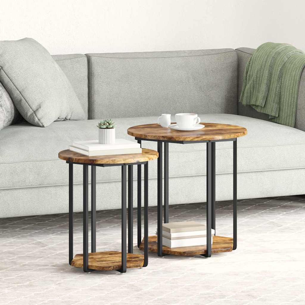 JUNG Vida Beistelltisch-Set mit Regal 2 pcs Braun