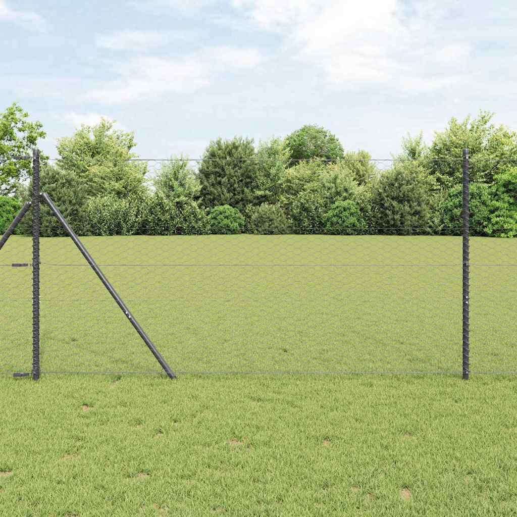 JUNG Vida Zaunpfosten Grau 10 x 1,4 m (36 mm Maschenweite) Stahl und PVC