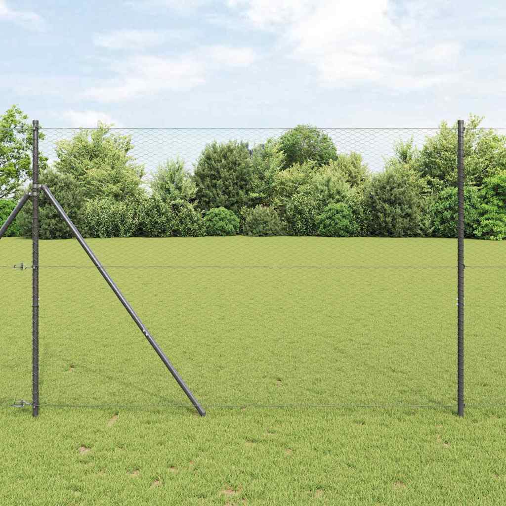 JUNG Vida Zaunpfosten Grau 10 x 1,6 m (25 mm Maschenweite) Stahl und PVC