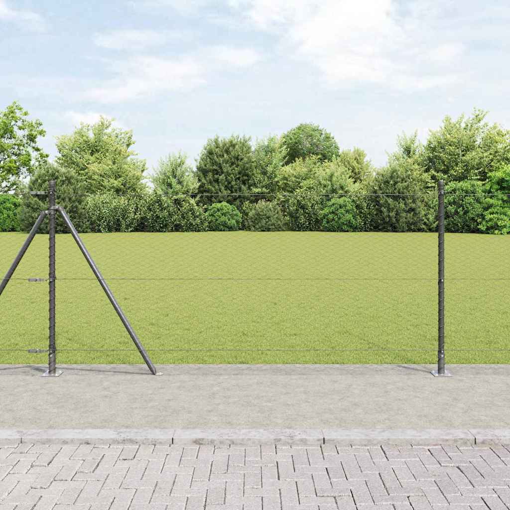 JUNG Vida Zaunpfosten Grau 10 x 0,8 m (25 mm Masche) Stahl und PVC