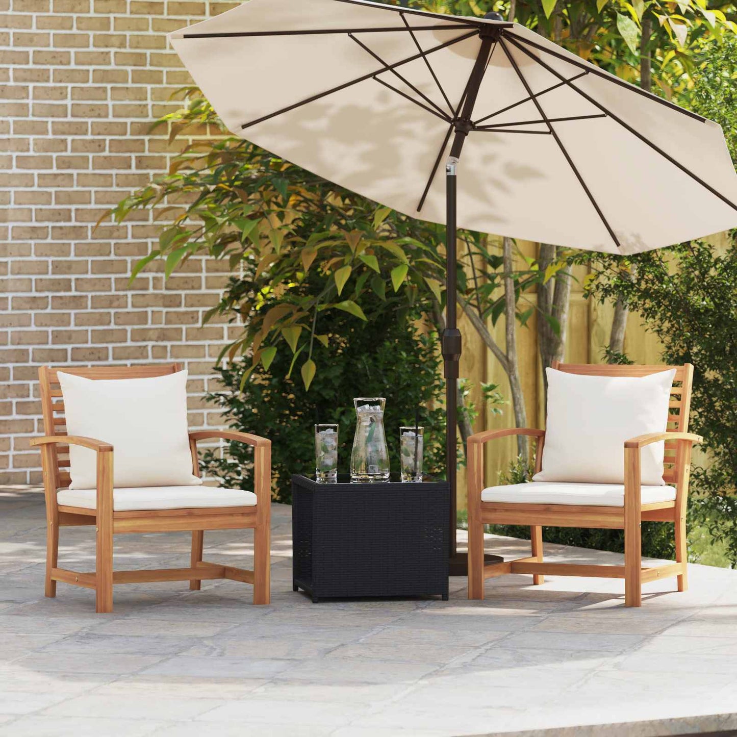 JUNG Vida Stuhl 2 pcs Braun und Creme 65 x 60 x 76,5 cm Massivholz Teak