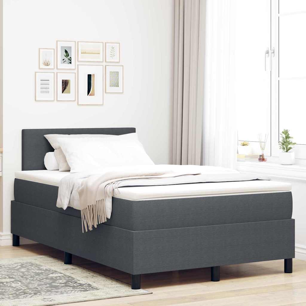 JUNG Vida Boxspringbett Dunkelgrau und Weiß 120 x 200 cm Cordstoff