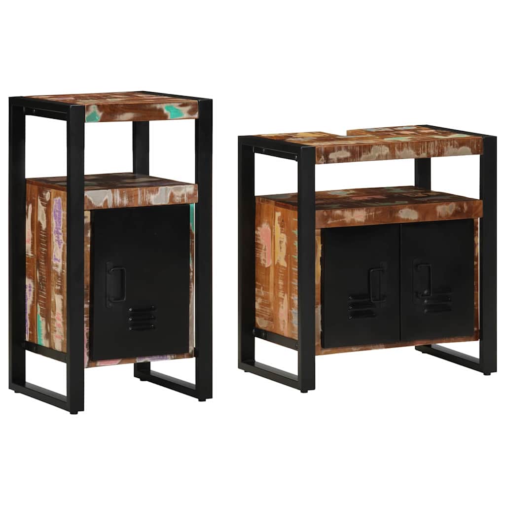 JUNG Vida Badezimmermöbel-Set mit Regal 2 pcs Braun Massives Altholz
