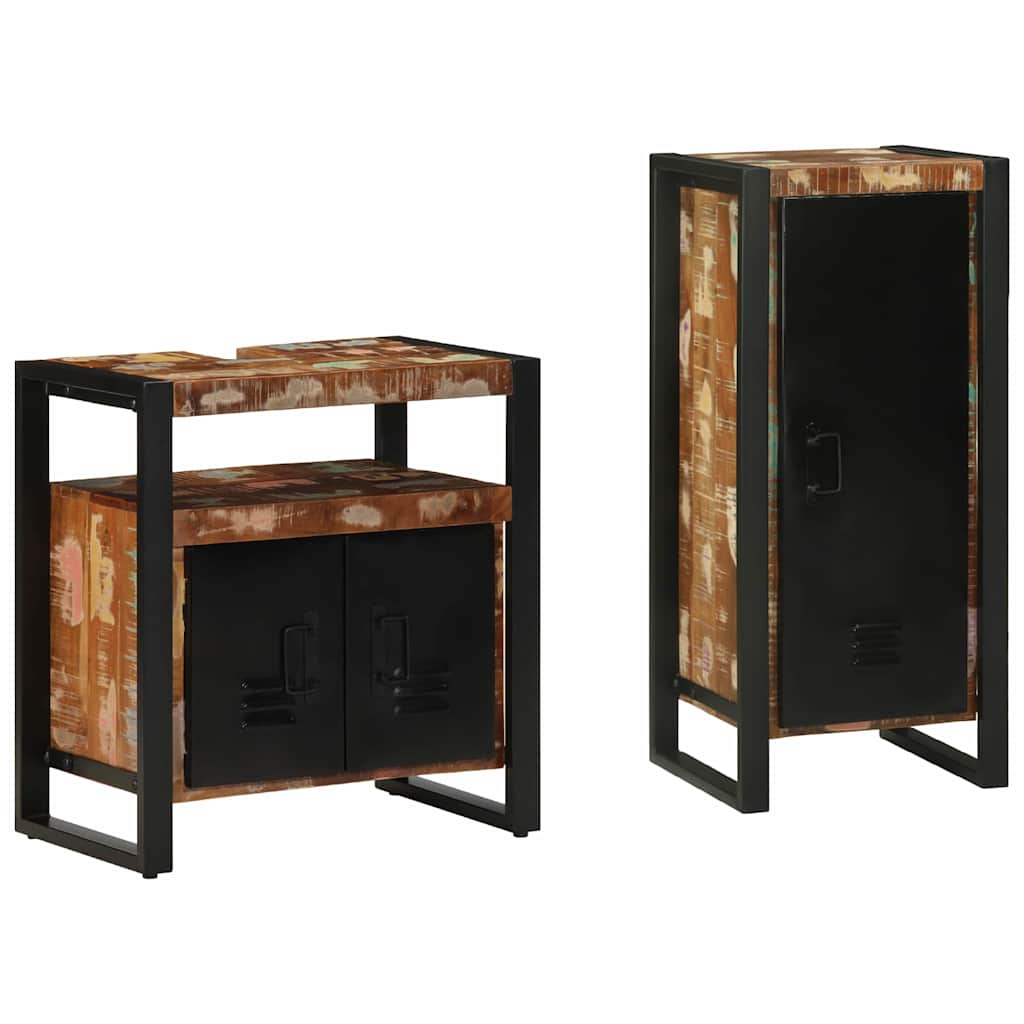 JUNG Vida Badezimmermöbel-Set mit Regal 2 pcs Massives upgecyceltes Holz