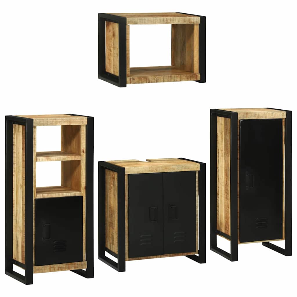 JUNG Vida Badezimmermöbel-Set mit Regal 4 pcs Braun Massives Mangoholz