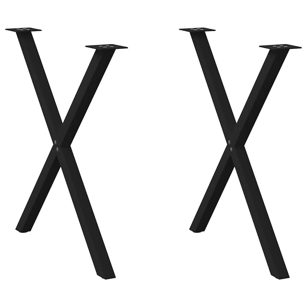 JUNG Vida Esstischbeine X-Form 2 Stk. Schwarz 70x(72-73) cm Stahl