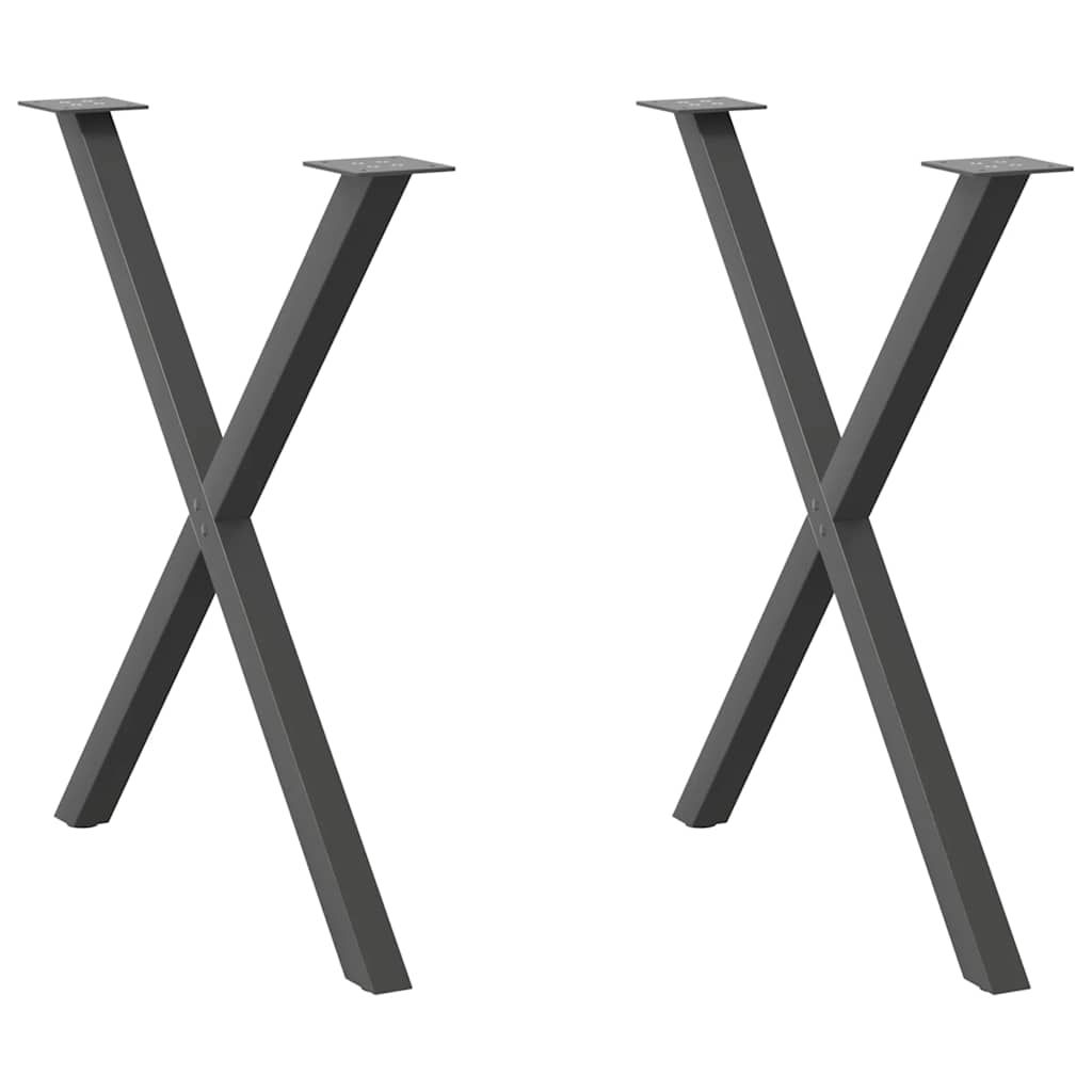 JUNG Vida Esstischbeine X-Form 2 Stk. Anthrazit 70x(72-73) cm Stahl