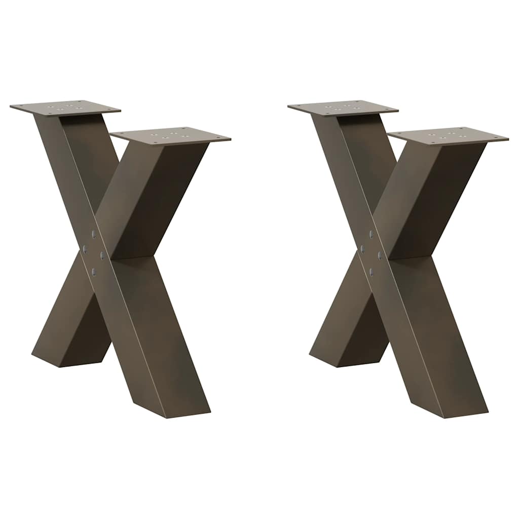 JUNG Vida Couchtischbeine X-Form 2 Stk. Naturstahl 50x(42-43) cm Stahl