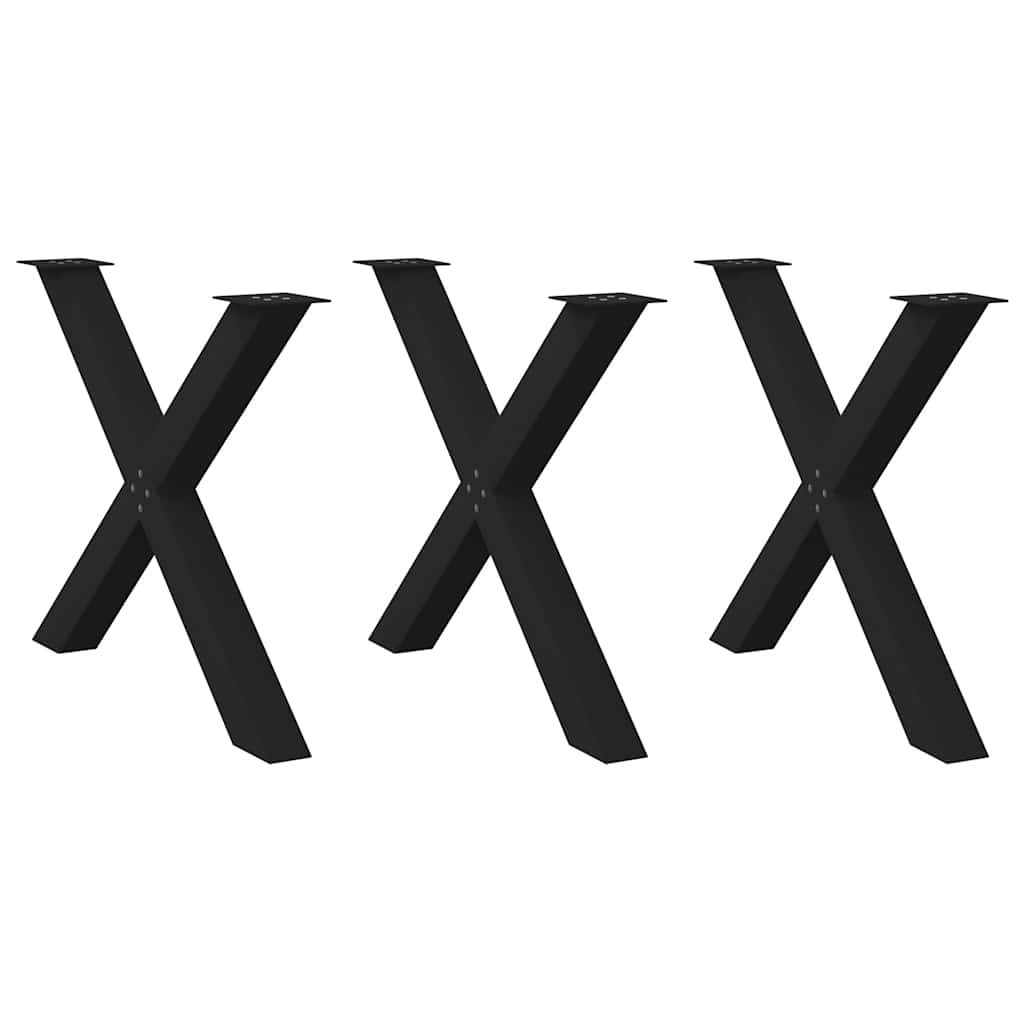 JUNG Vida Esstischbeine X-Form 3 Stk. Schwarz 90x(72-73) cm Stahl