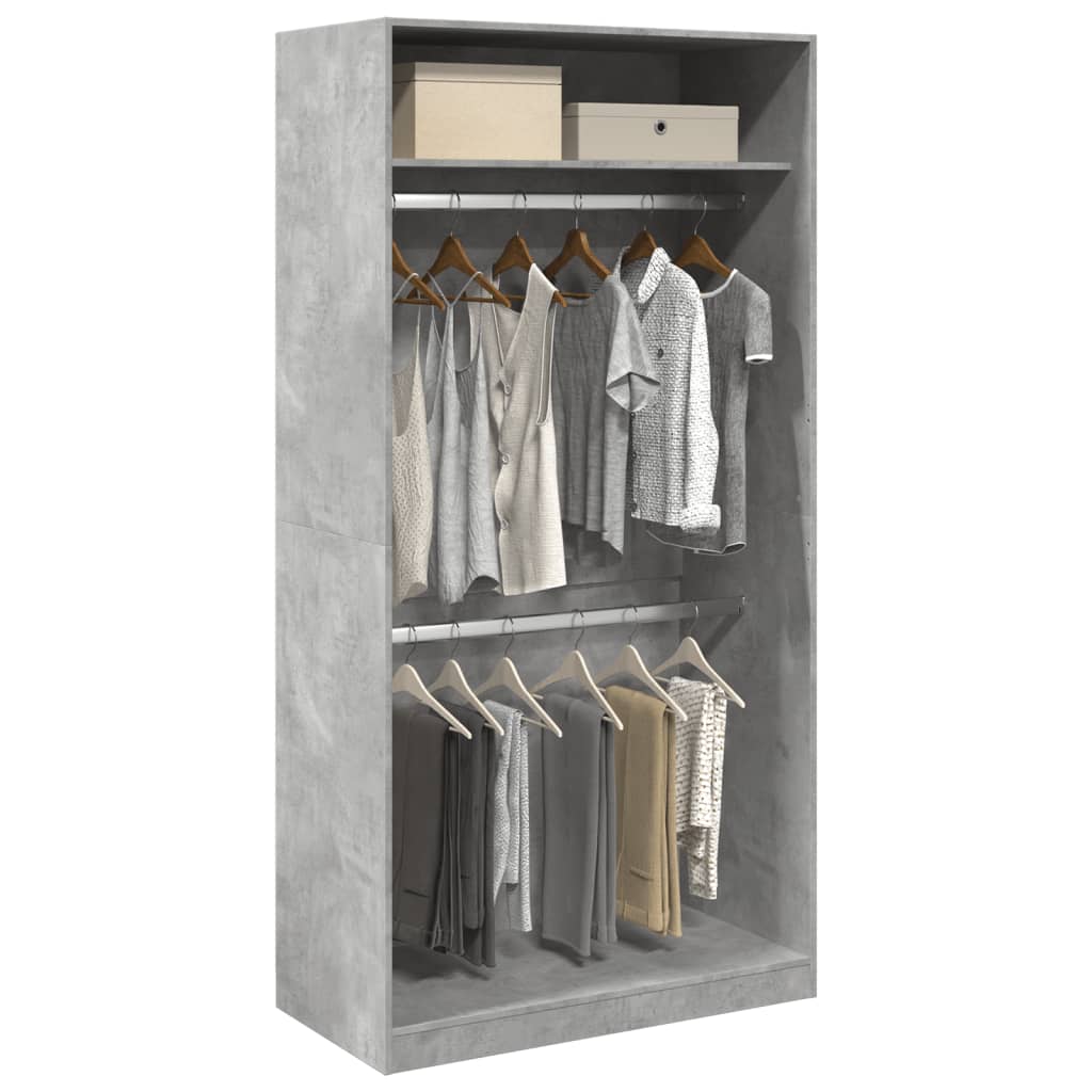 JUNG Vida Kleiderschrank Betongrau 100x50x200 cm Holzwerkstoff
