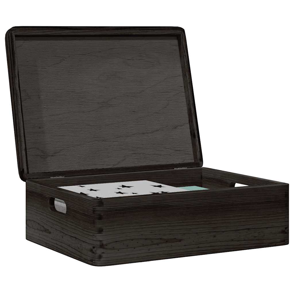 JUNG Vida Holzkiste mit Deckel und Griffen Schwarz 40x30x13 cm Massivholz