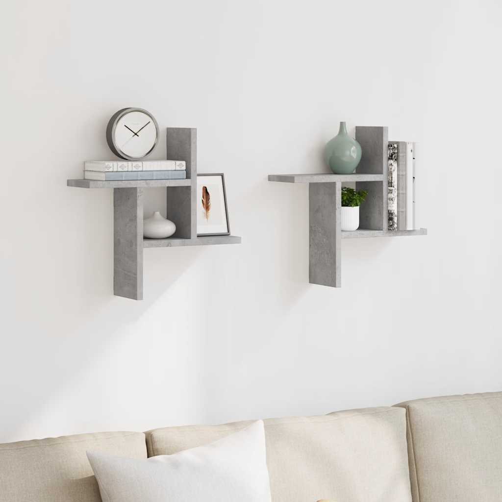 JUNG Vida Wandregale 2 Stk. Betongrau 38x12x38 cm Holzwerkstoff