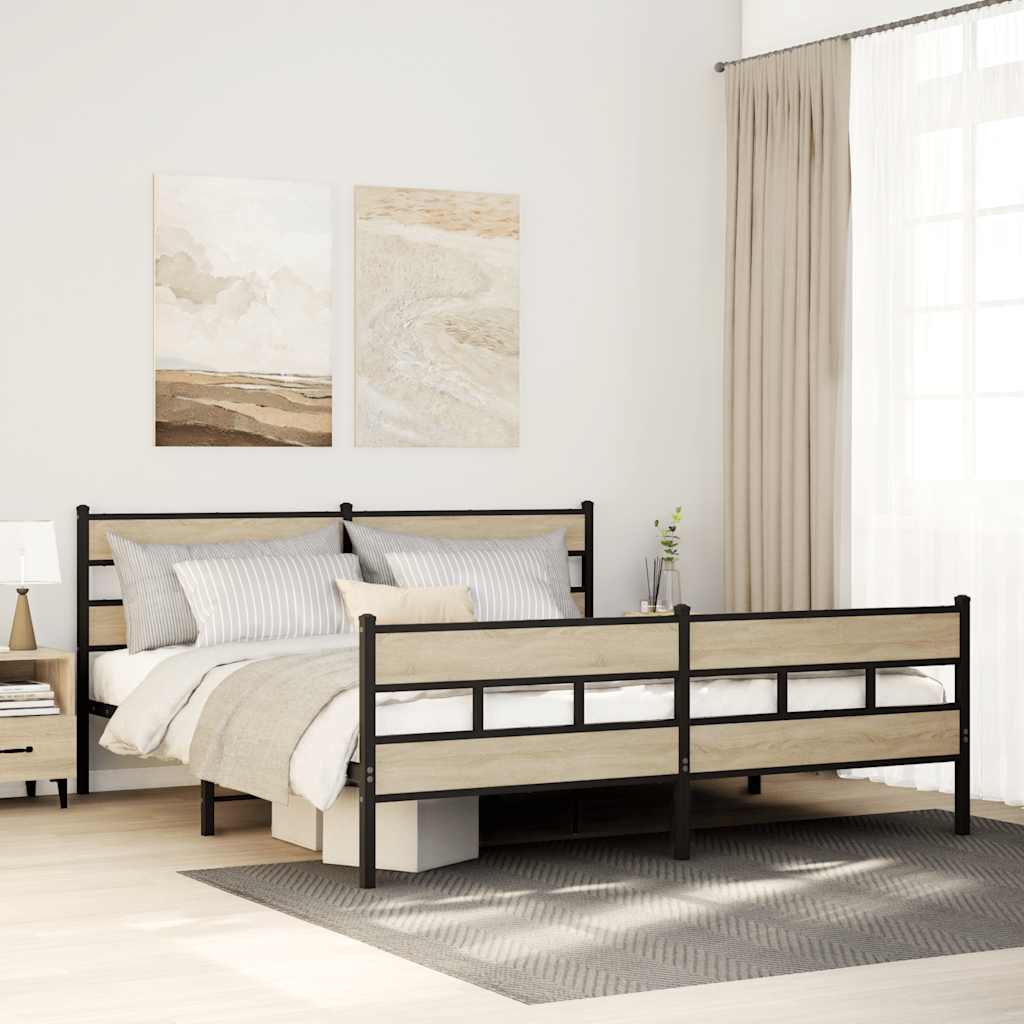 JUNG Vida Metallbett ohne Matratze Sonoma-Eiche 180x200 cm