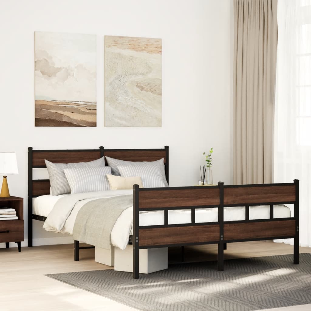 JUNG Vida Metallbett ohne Matratze Braun Eichen-Optik 150x200 cm