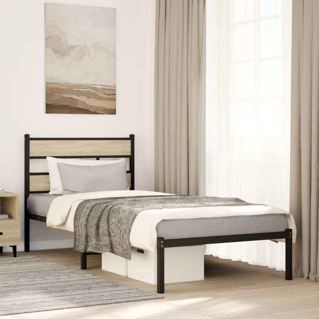 JUNG Vida Metallbett ohne Matratze Sonoma-Eiche 80x200 cm