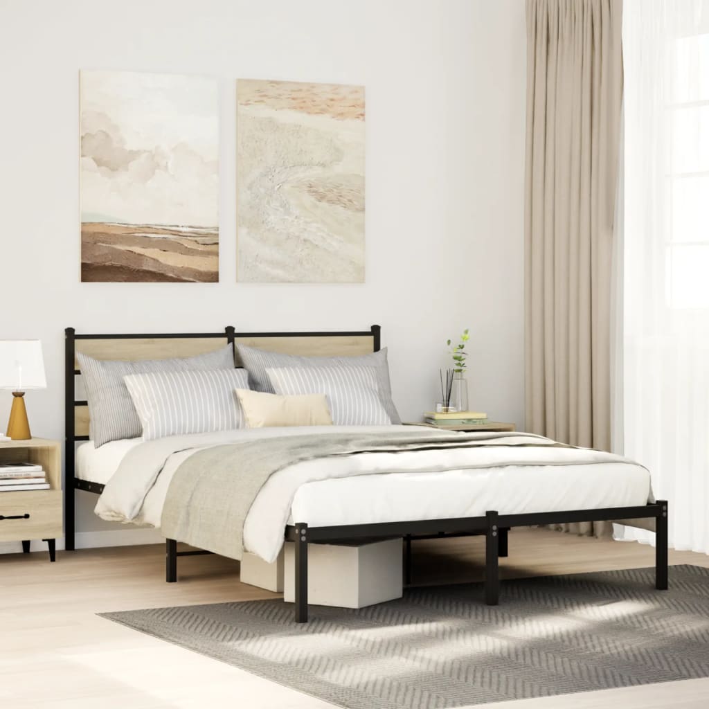 JUNG Vida Metallbett ohne Matratze Sonoma-Eiche 150x200 cm