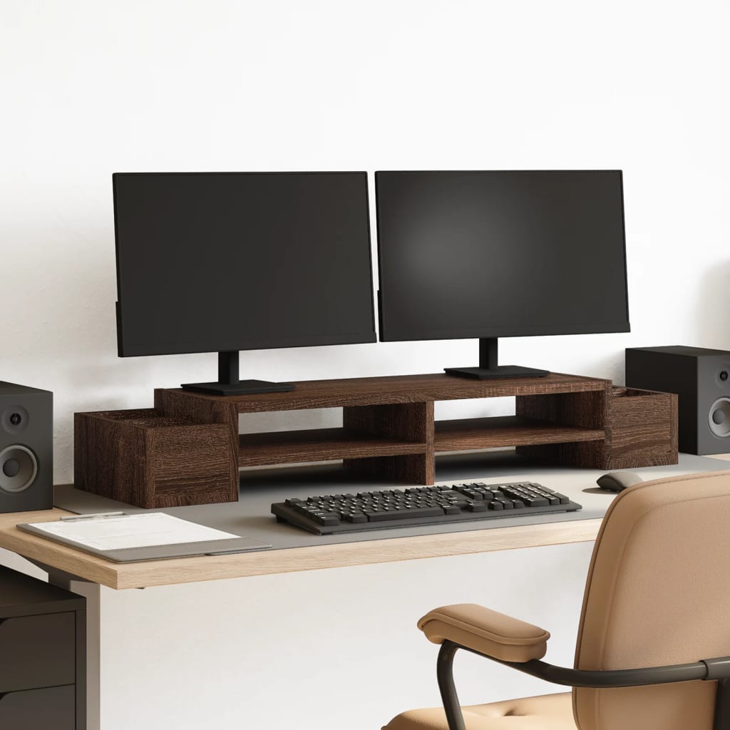 JUNG Vida Monitorständer mit Stauraum Eichen-Optik 100x27x15 cm