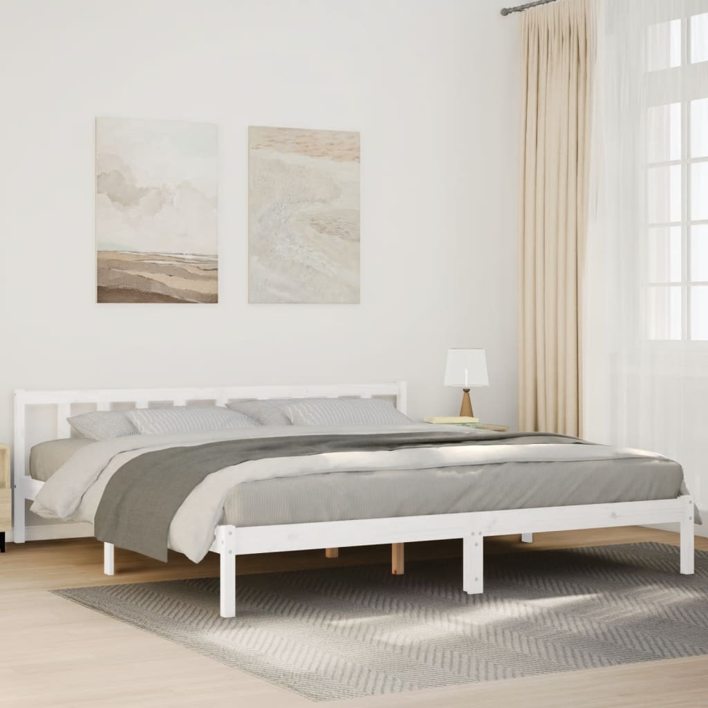 JUNG Vida Massivholzbett Extra Lang ohne Matratze Weiß 180x210 Kieferholz