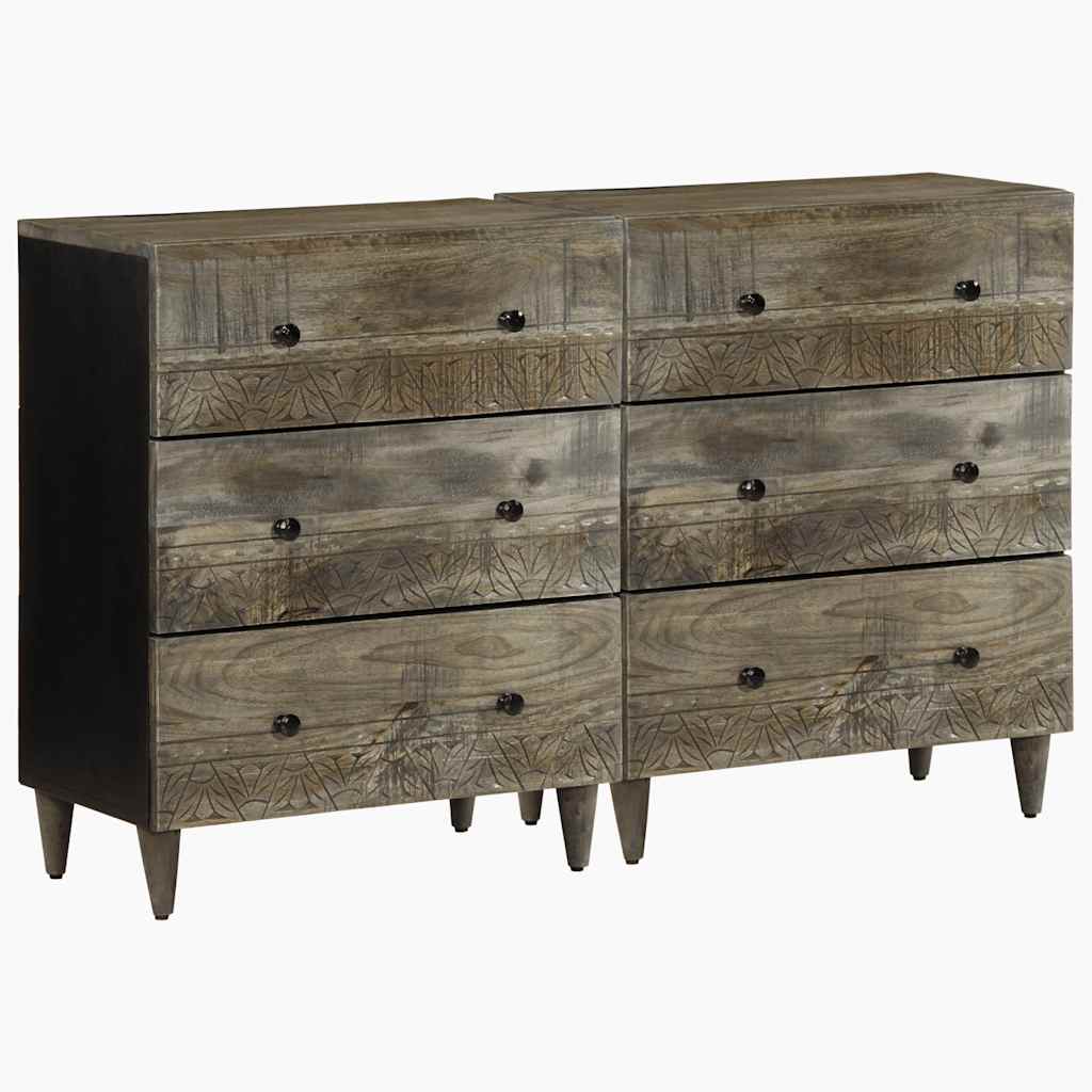 JUNG Vida Sideboards 2 Stk. Hellgrau 60x33,5x75 cm Massivholz Mango