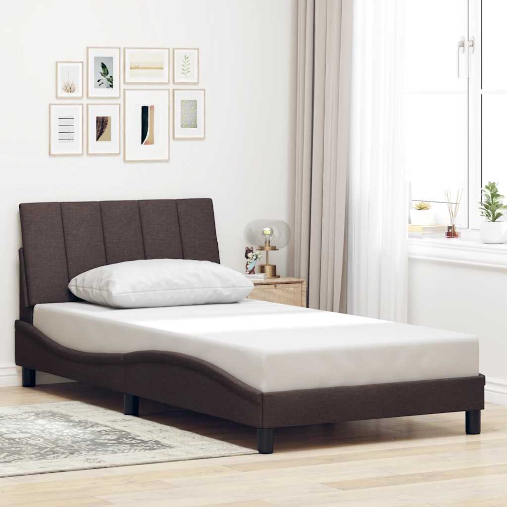 JUNG Vida Bettgestell ohne Matratze "Hanko" Dunkelbraun 100x200 cm Stoff