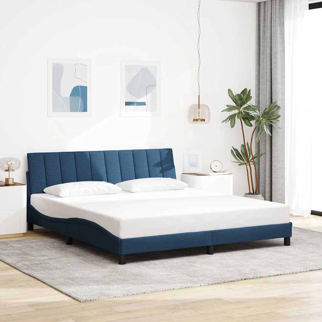 JUNG Vida Bettgestell ohne Matratze "Hanko" Blau 180x200 cm Stoff