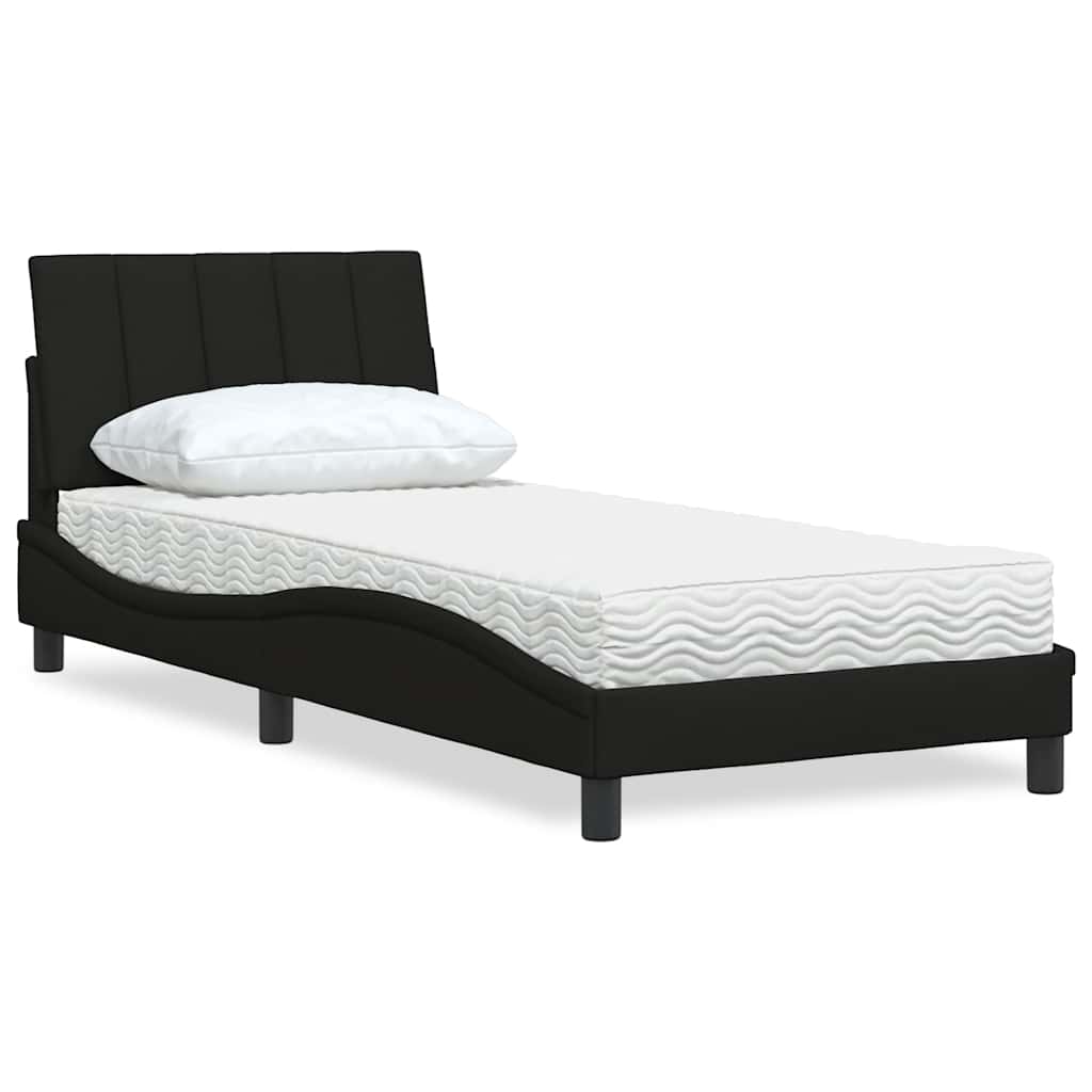 JUNG Vida Bett mit Matratze "Hanko" Schwarz 90x200 cm Stoff