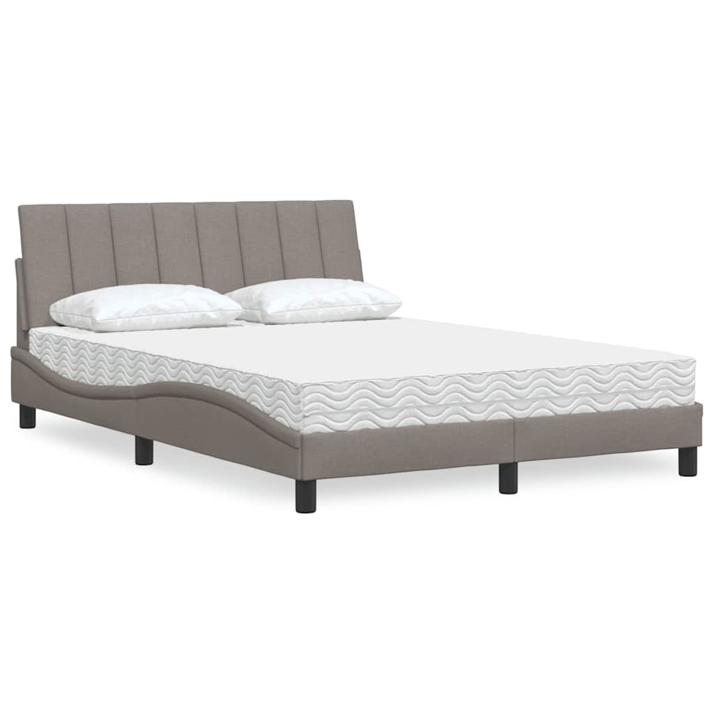 JUNG Vida Bett mit Matratze "Hanko" Taupe 140x190 cm Stoff