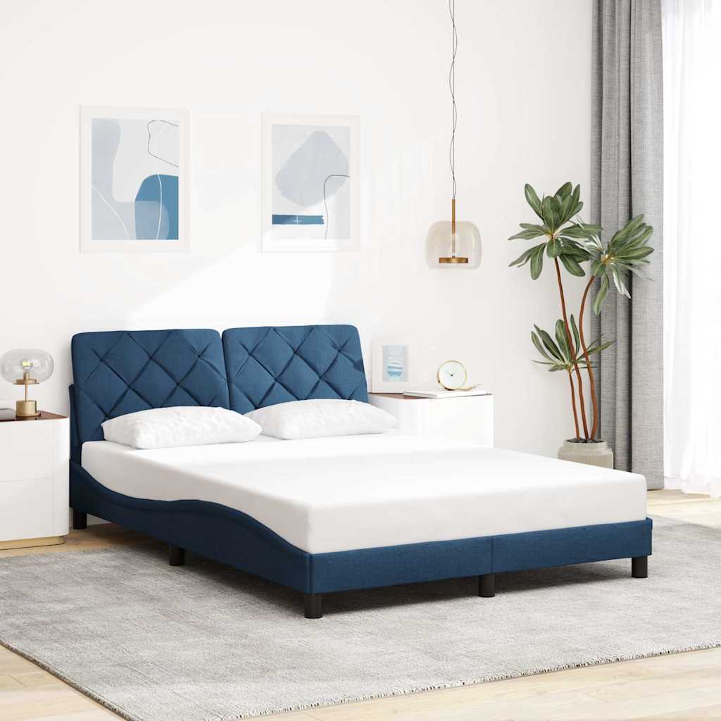 JUNG Vida Bettgestell ohne Matratze Blau 140x200 cm Stoff