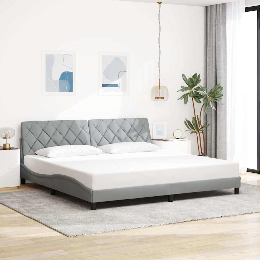 JUNG Vida Bettgestell ohne Matratze Hellgrau 200x200 cm Stoff