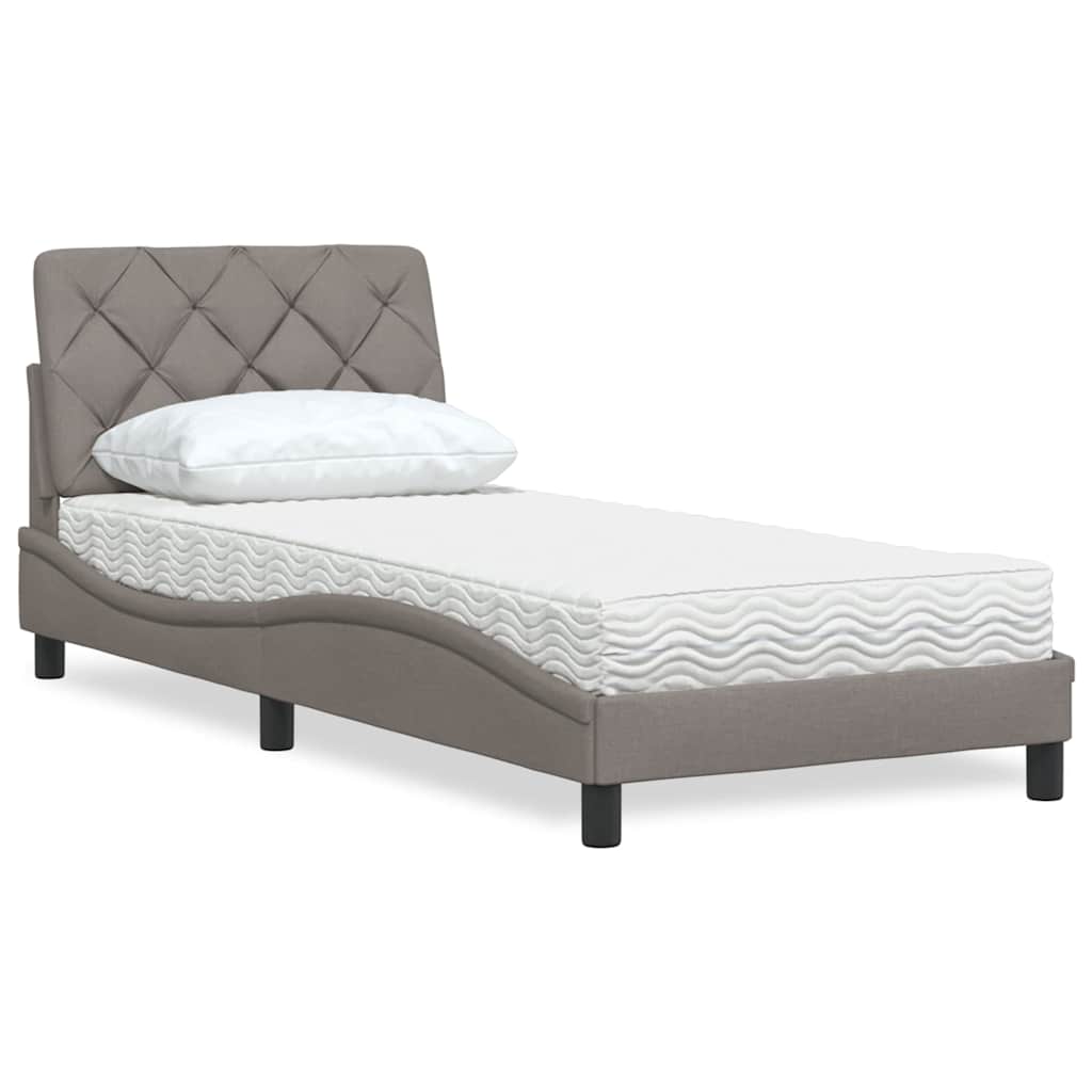 JUNG Vida Bett mit Matratze Taupe 80x200 cm Stoff