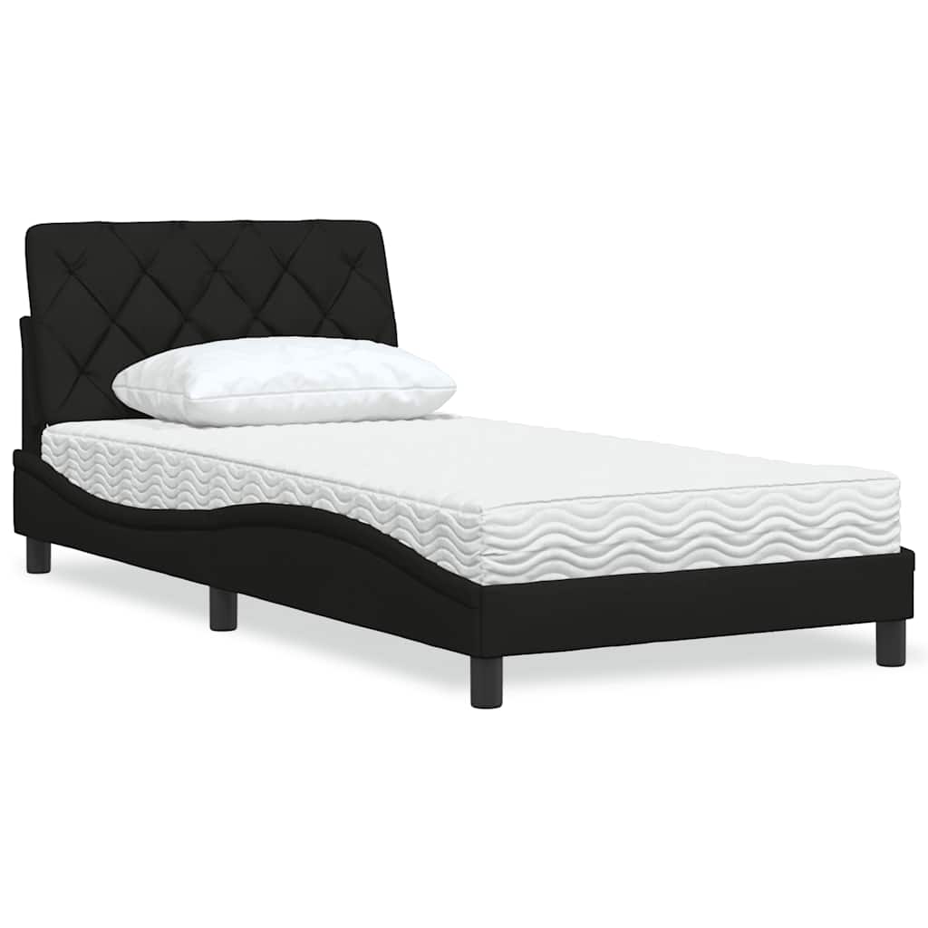 JUNG Vida Bett mit Matratze Schwarz 100x200 cm Stoff