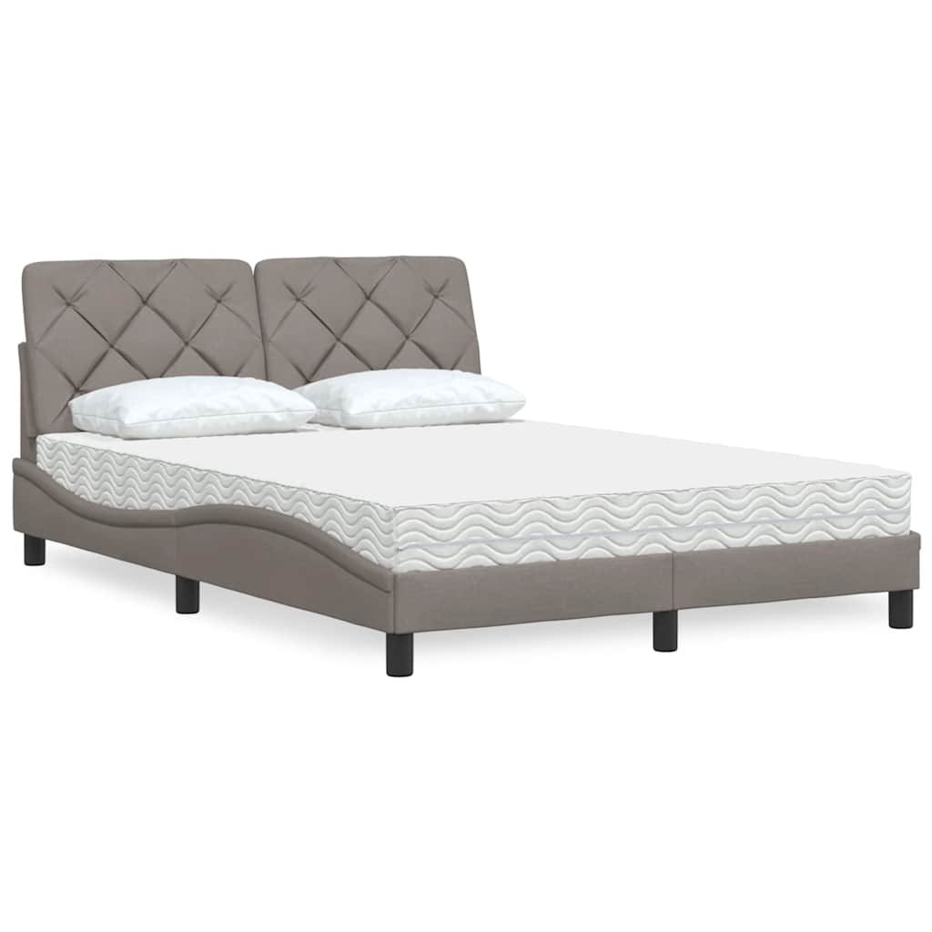 JUNG Vida Bett mit Matratze Taupe 140x200 cm Stoff
