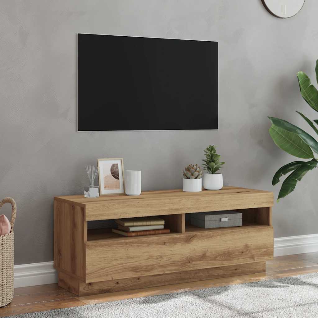 JUNG Vida TV-Schrank mit LED-Leuchten Artisan-Eiche 100x35x40 cm