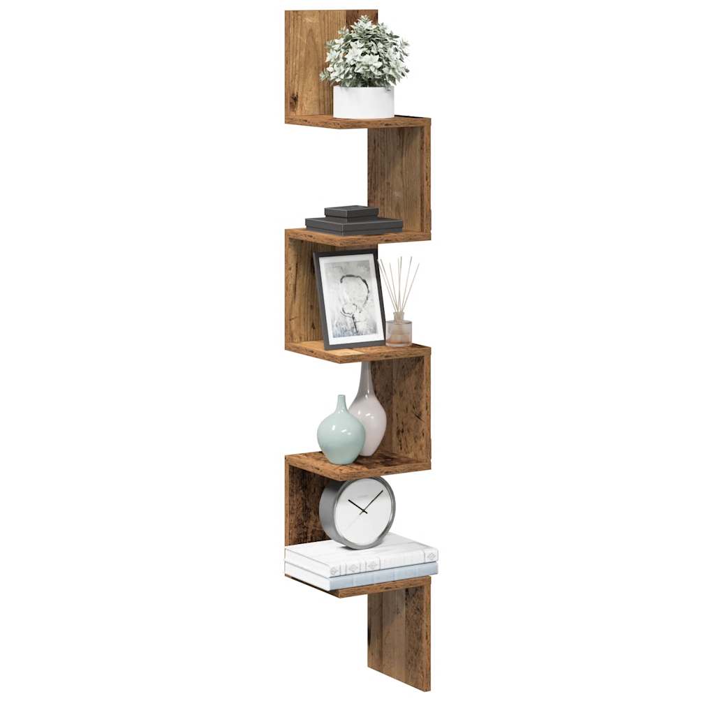 JUNG Vida Wand-Eckregal Altholz-Optik 20x20x127,5 cm Holzwerkstoff