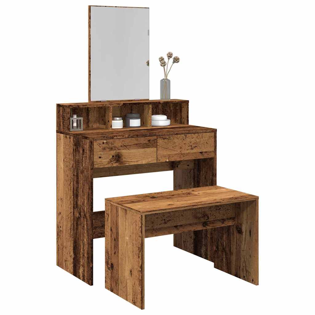JUNG Vida Schminkhocker Altholz-Optik 70x35x45 cm Holzwerkstoff