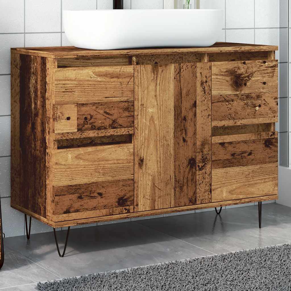 JUNG Vida Badschrank Altholz-Optik 80x33x60 cm Holzwerkstoff