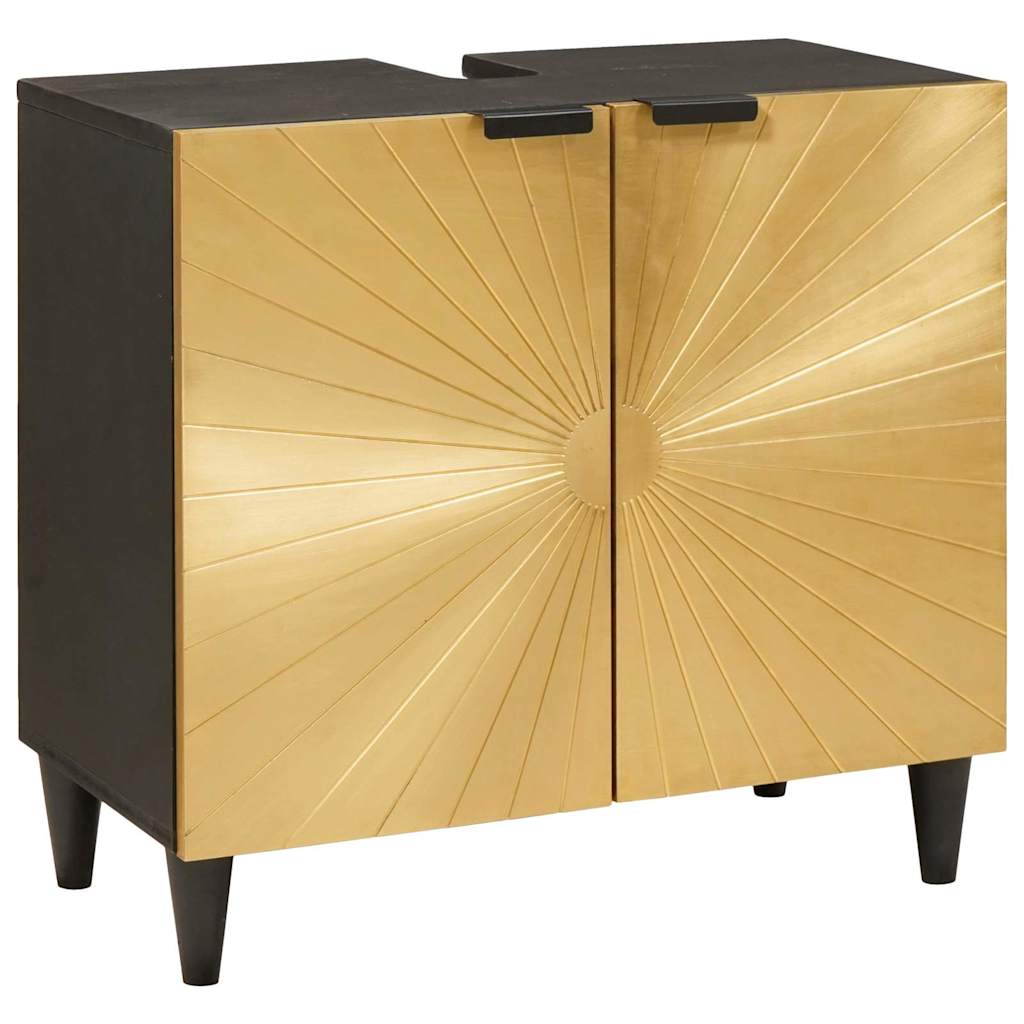 JUNG Vida Waschbeckenunterschrank Schwarz und Gold 62 x 33 x 58 cm