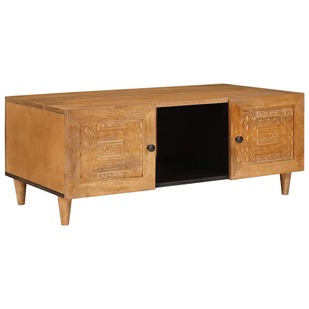 JUNG Vida Couchtisch mit Tür Hellbraun 100 x 54 x 40 cm Massivholz Akazie