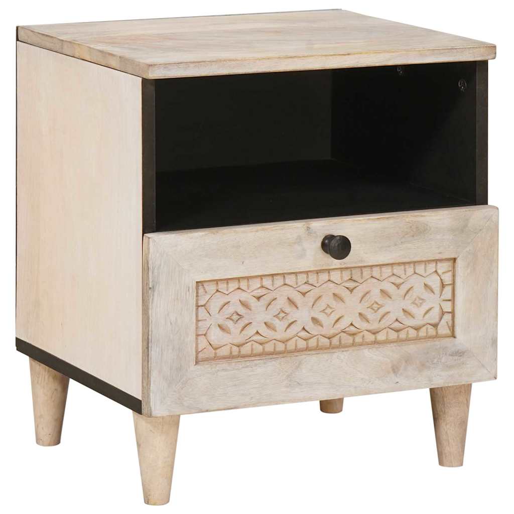 JUNG Vida Nachttisch Beige 40 x 33 x 46 cm Massivholz Akazie