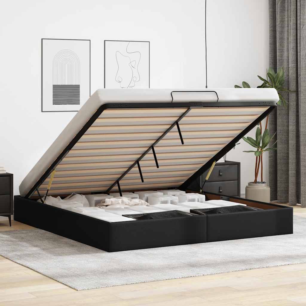 JUNG Vida Ottoman-Bett ohne Matratze Schwarz 160x200 cm Kunstleder