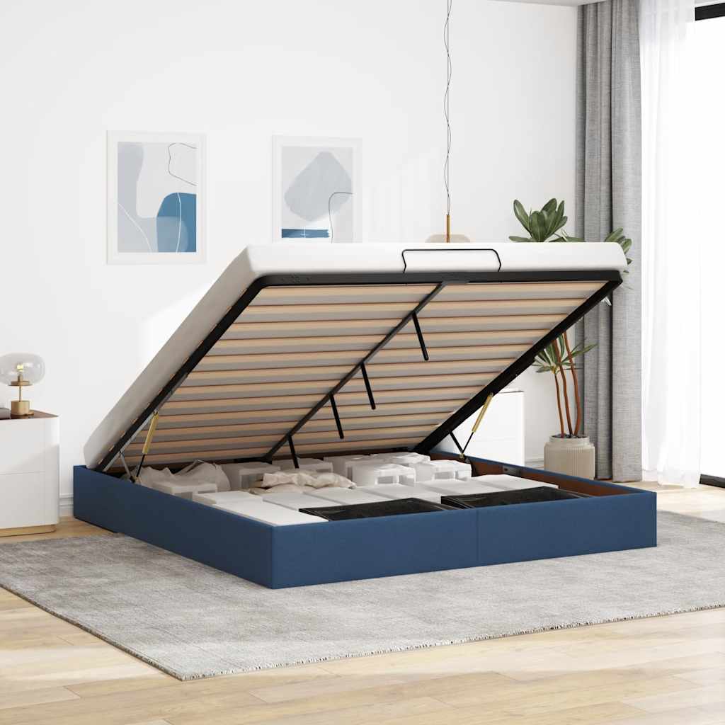 JUNG Vida Ottoman-Bett ohne Matratze Blau 160x200 cm Stoff