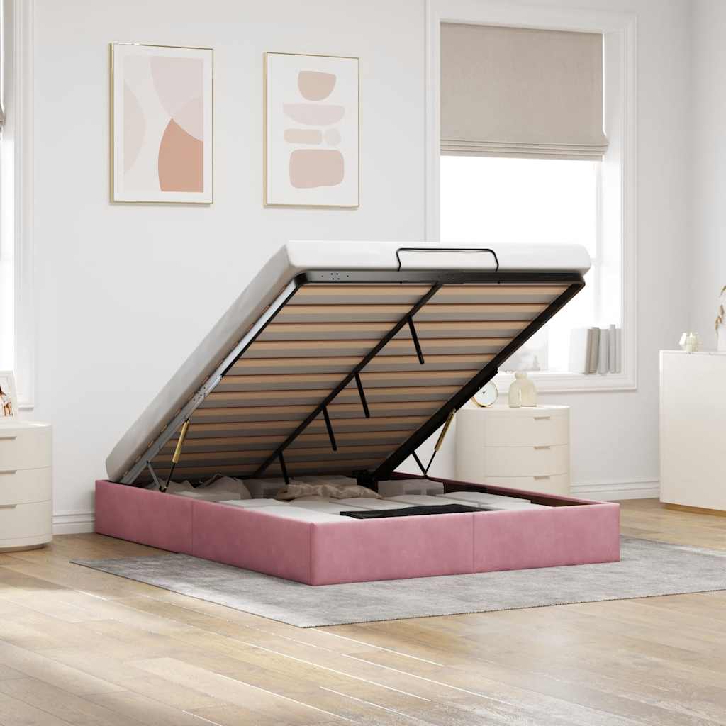 JUNG Vida Ottoman-Bett ohne Matratze Rosa 140x190 cm Samt