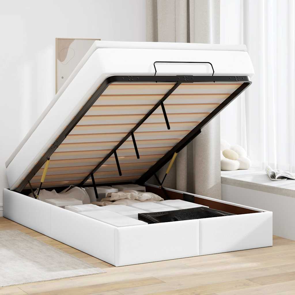 JUNG Vida Ottoman-Bett mit Matratze Weiß 120x190 cm Kunstleder