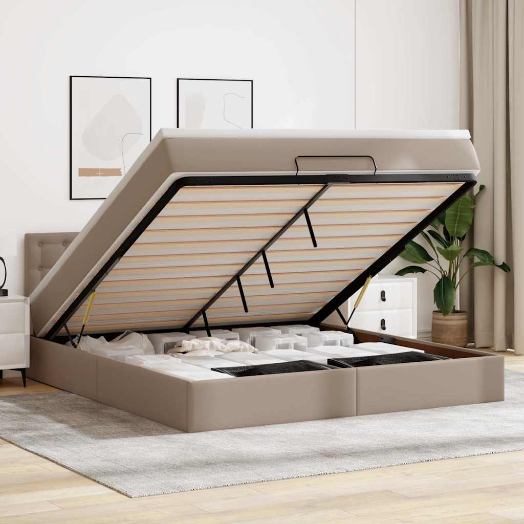 JUNG Vida Ottoman-Bett mit Matratzen & LEDs Cappuccino-Braun 160x200cm